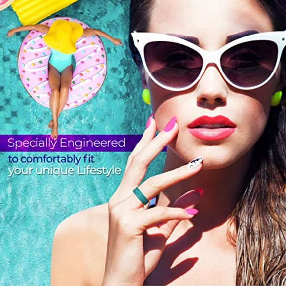 Rinfit Silicone Sport Rings Wedding Rings for Women 6 Piece Set Size 5 - Picture 4 of 5